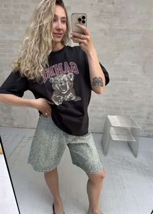 Heavy cotton jersey tiger caviar tee Phantom A1050248 Ganni